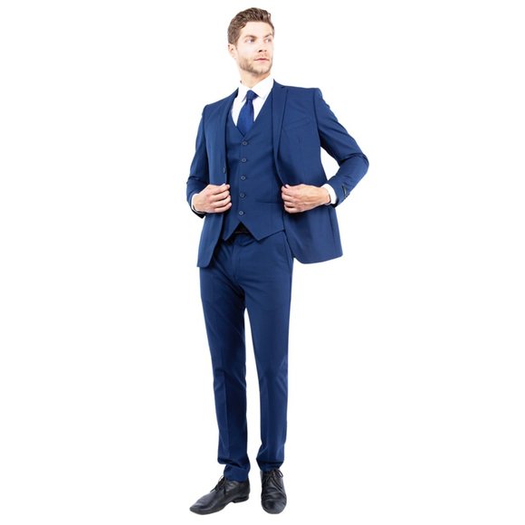 4-Way Stretch Mens Suit Set, 3-Piece Blue - Picture 7 of 7